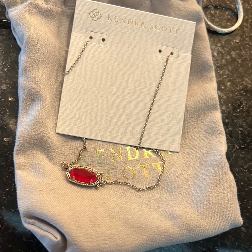 Kendra Scott Red and Silver Minimalist Necklace